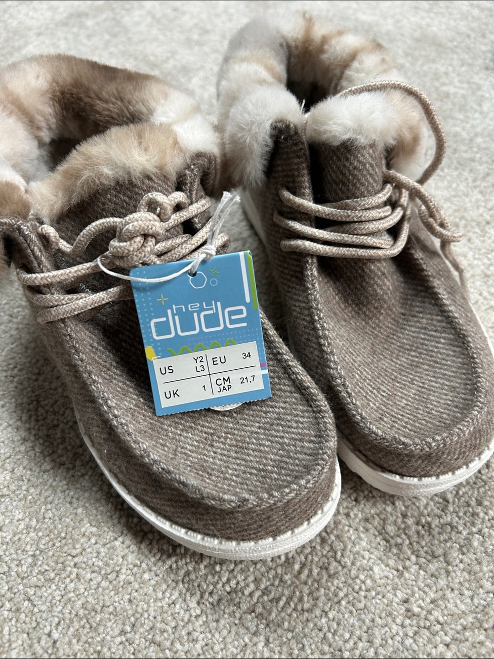 hey dude Kids Brown Fleece-Lined Casual Shoes